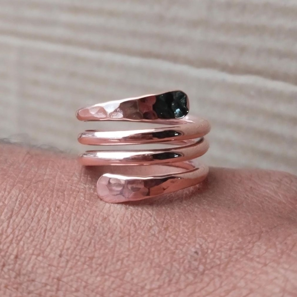 Hammered Copper Wrap Ring, Adjustable Arthritis T… - image 3